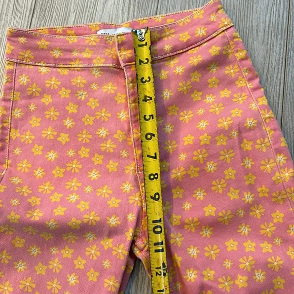 Zara Retro Daisy Floral Flare High Rise Bohemian Jeans 60s 70s 80s 90s size 2 - Picture 9 of 15